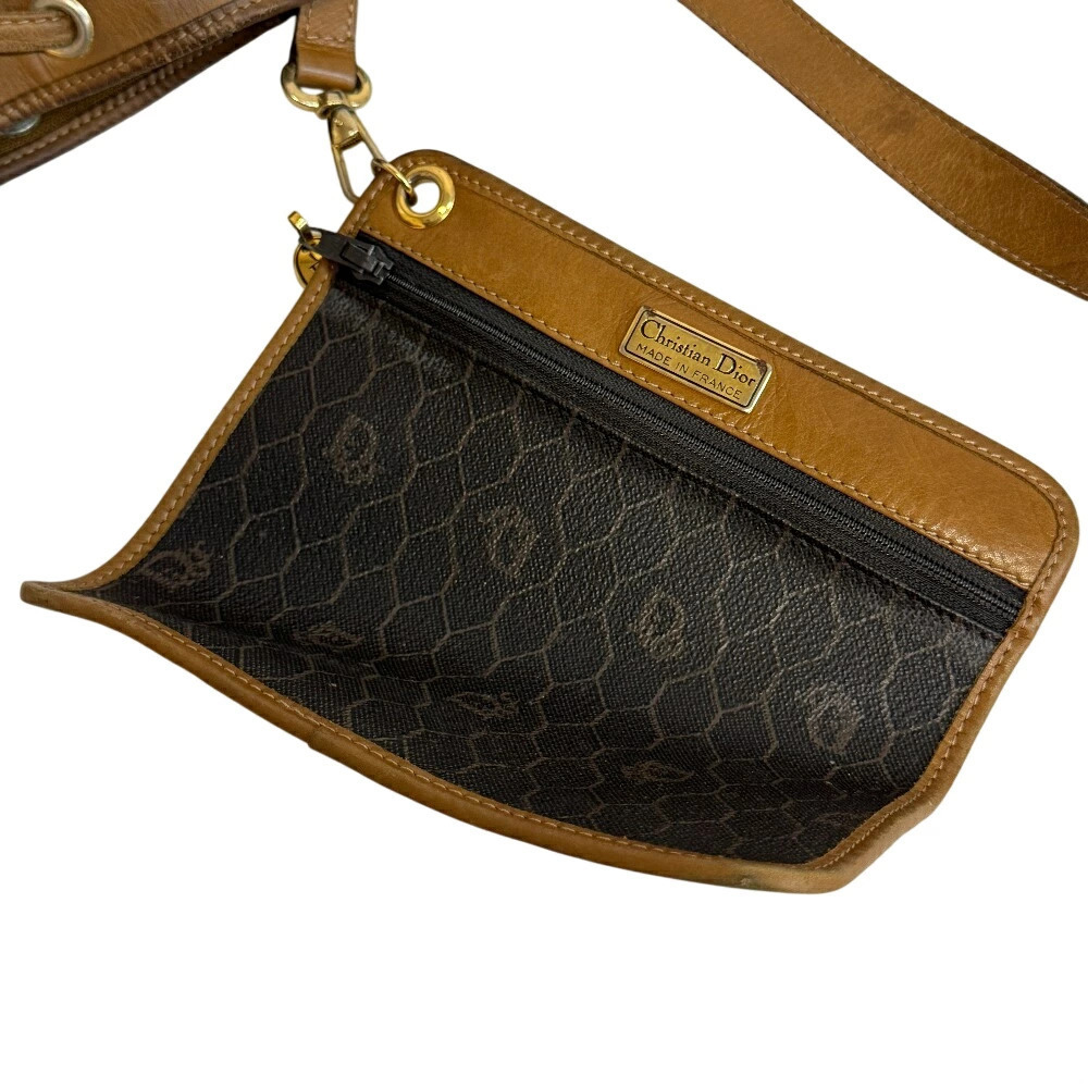 Dior drawstring honeycomb shoulder bag handbag crossbody brown - Picture 7 of 10